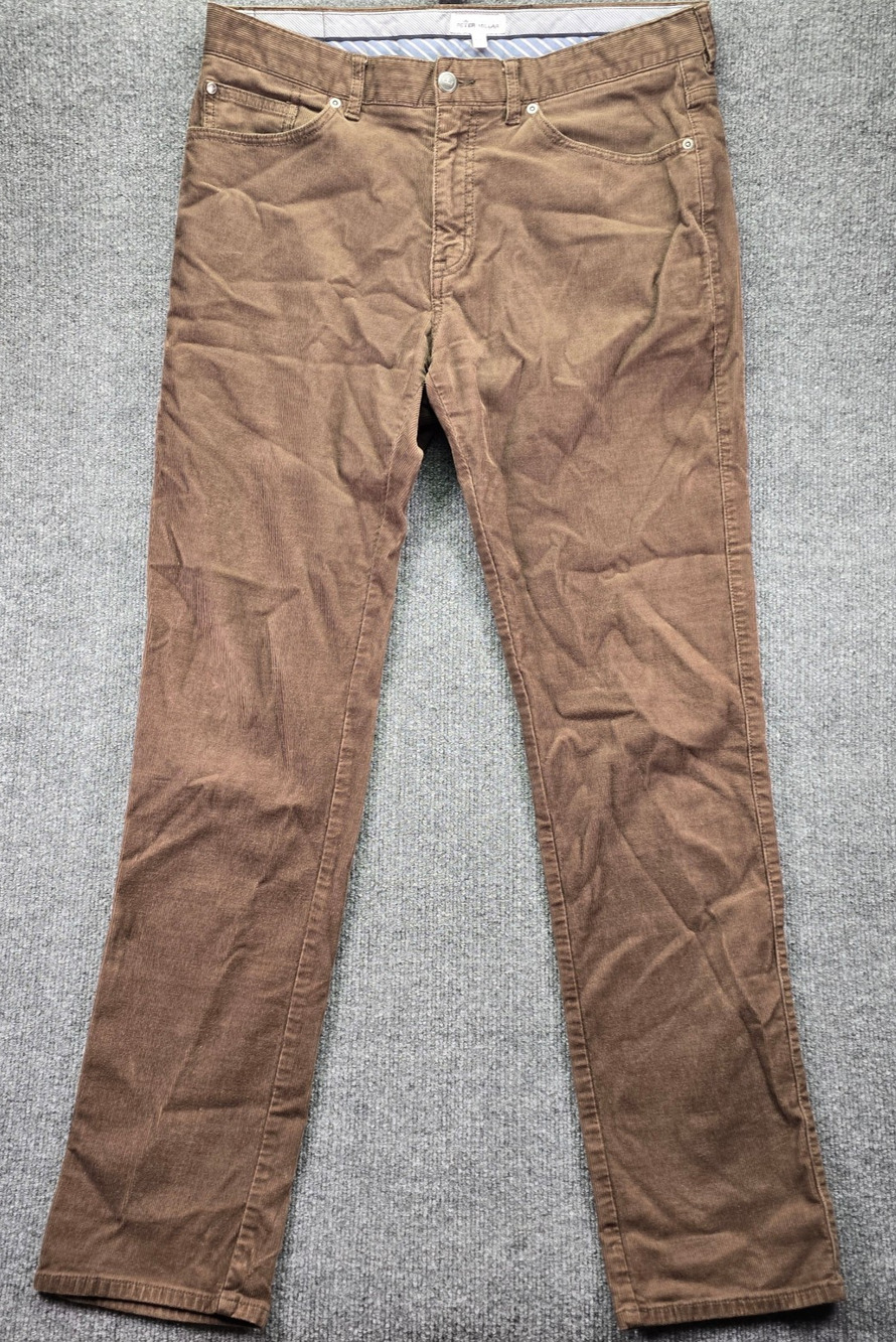 Peter Millar Pants Mens 34x33 Brown Corduroy 5 Pocket Stretch Superior Soft